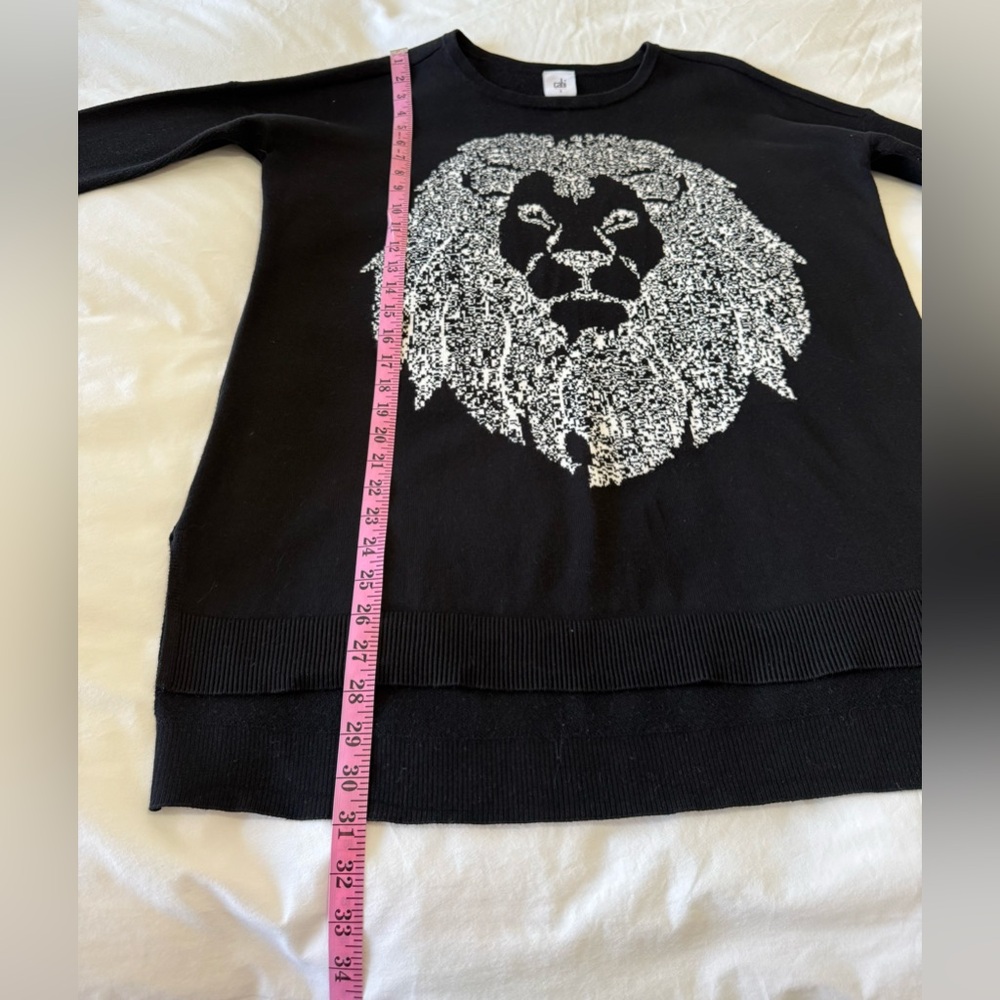 CAbi | Women’s Small | Black Leo Lion Graphic Knit Tunic Sweater Long Sleeve - Picture 3 of 10